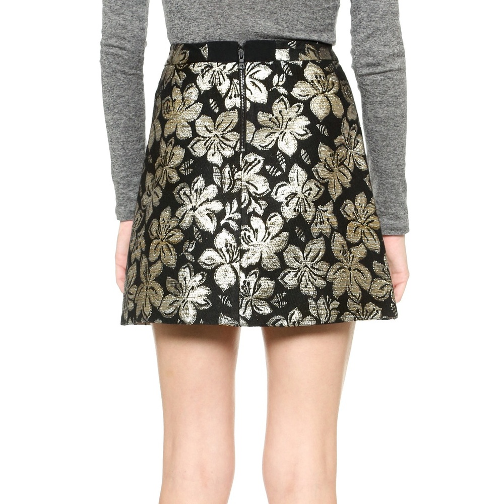 alice+olivia Black Tweed/Gold Floral Skirt-Sz.6 - Picture 2 of 6
